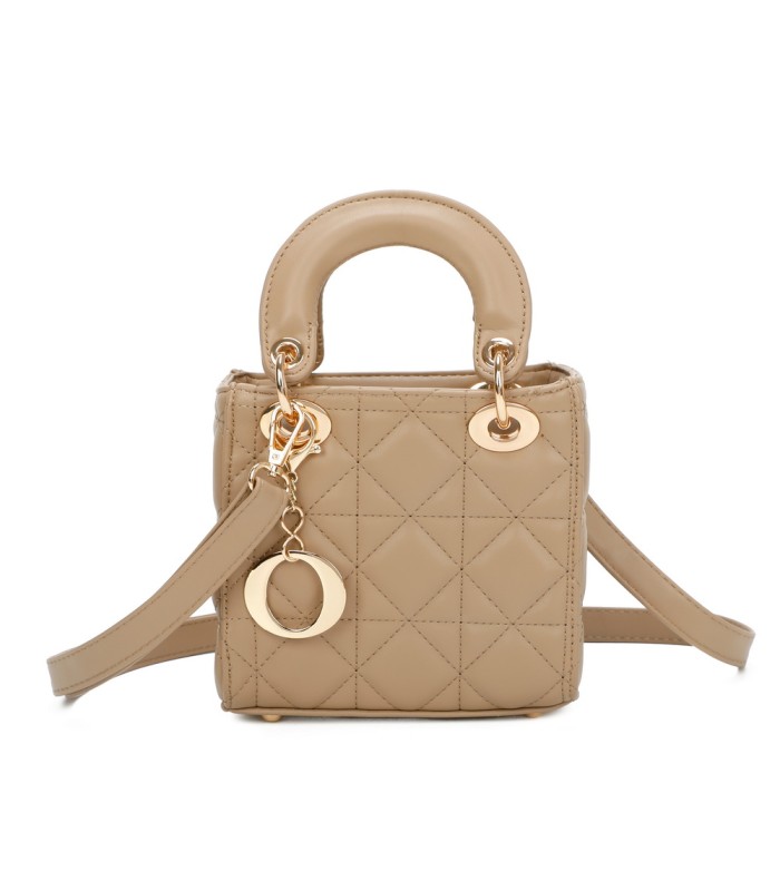 T11494 - Bolso cuadrado con asa grande y colgante O de adorno