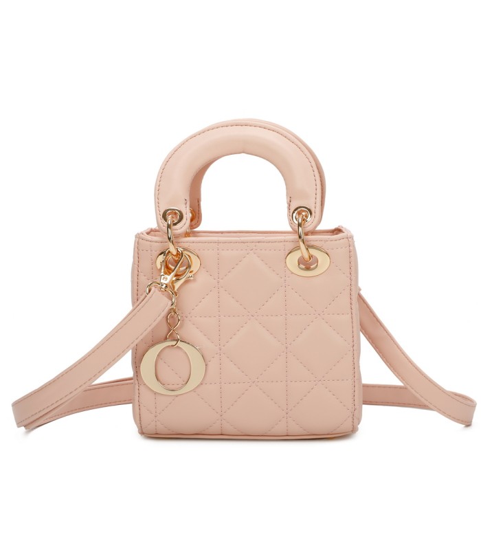 T11494 - Bolso cuadrado con asa grande y colgante O de adorno