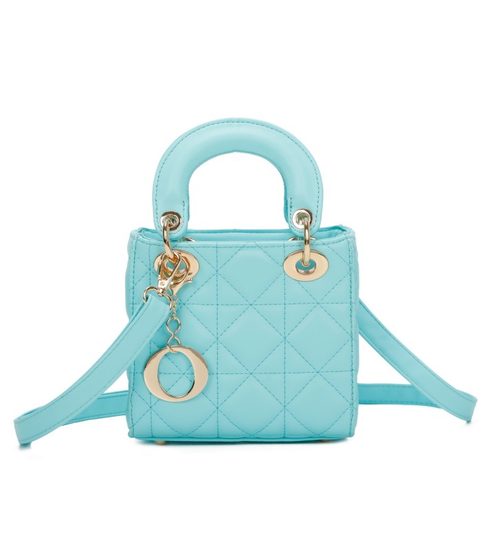 T11494 - Bolso cuadrado con asa grande y colgante O de adorno