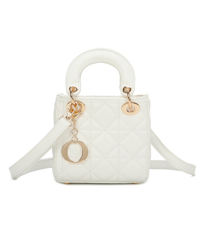 T11494 - Bolso cuadrado con asa grande y colgante O de adorno