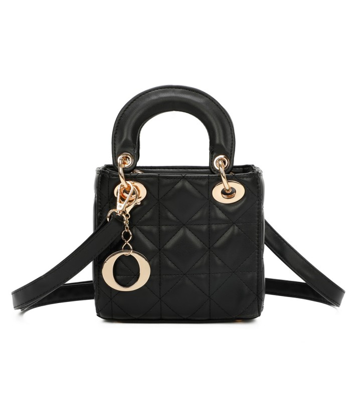 T11494 - Bolso cuadrado con asa grande y colgante O de adorno