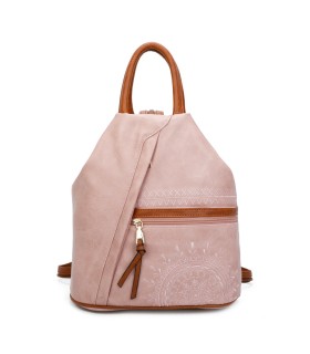 T11149 - Mochila con cremallera frontal y bordado de mandala