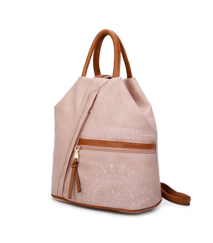 T11149 - Mochila con cremallera frontal y bordado de mandala