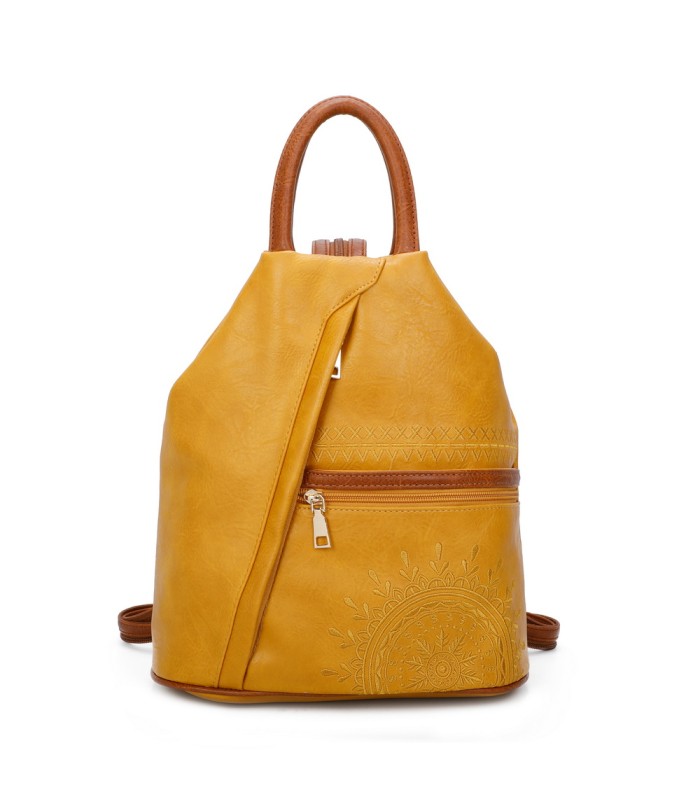 T11149 - Mochila con cremallera frontal y bordado de mandala