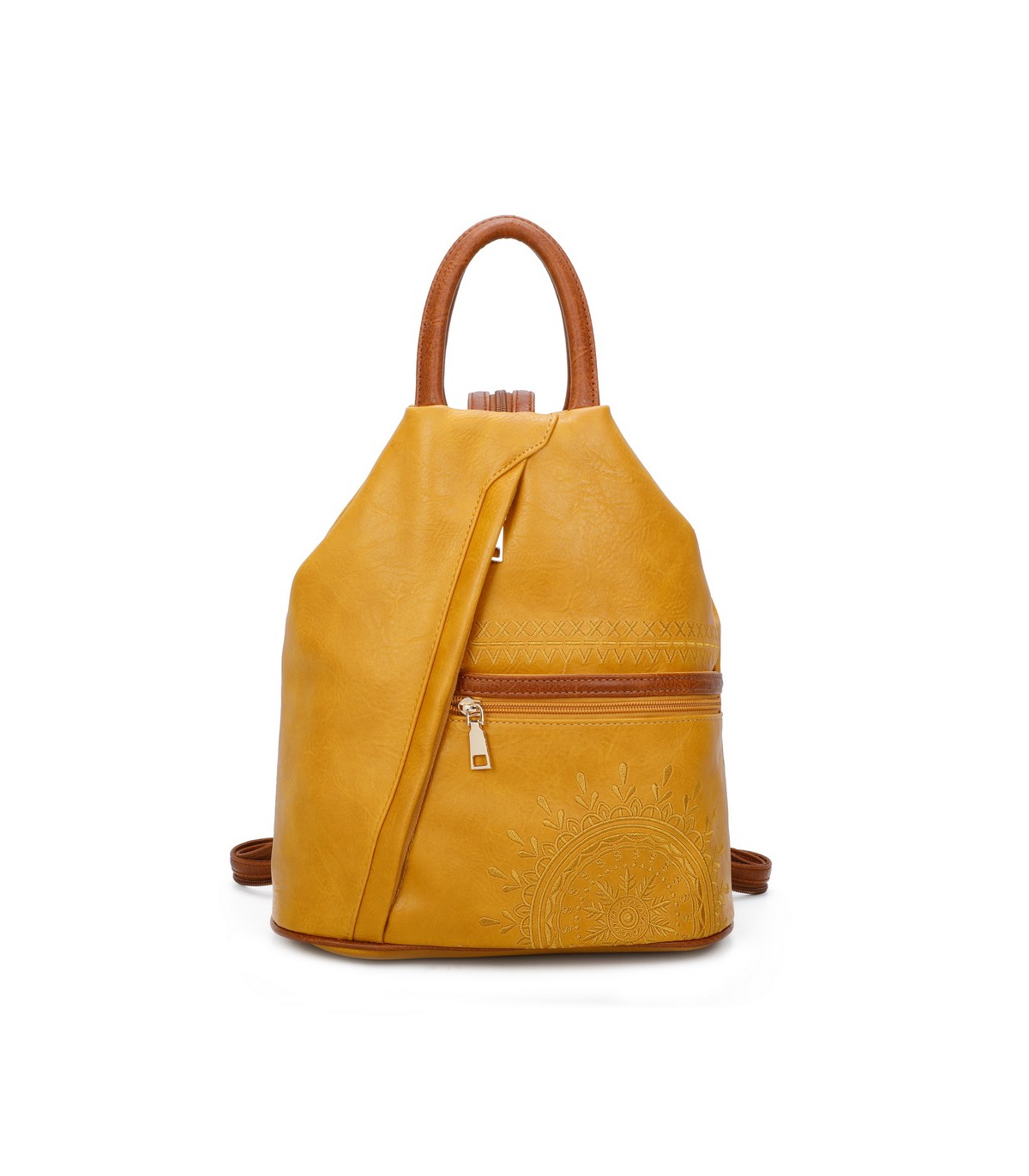 T11149 - Mochila con cremallera frontal y bordado de mandala