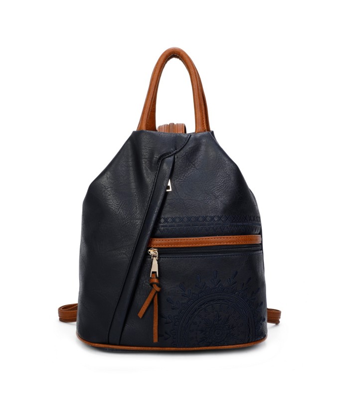 T11149 - Mochila con cremallera frontal y bordado de mandala