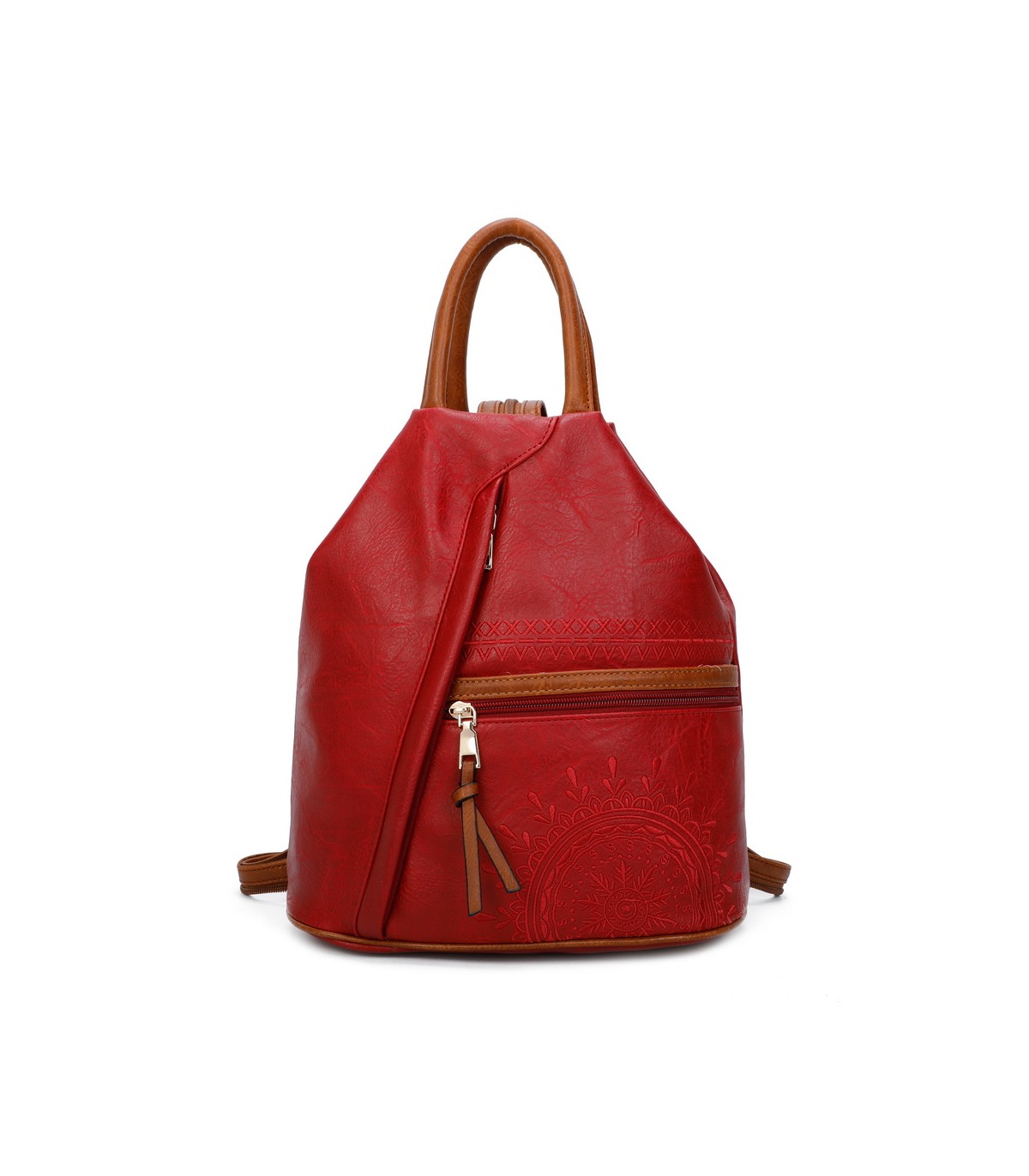 T11149 - Mochila con cremallera frontal y bordado de mandala