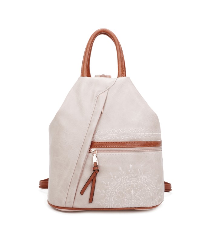 T11149 - Mochila con cremallera frontal y bordado de mandala