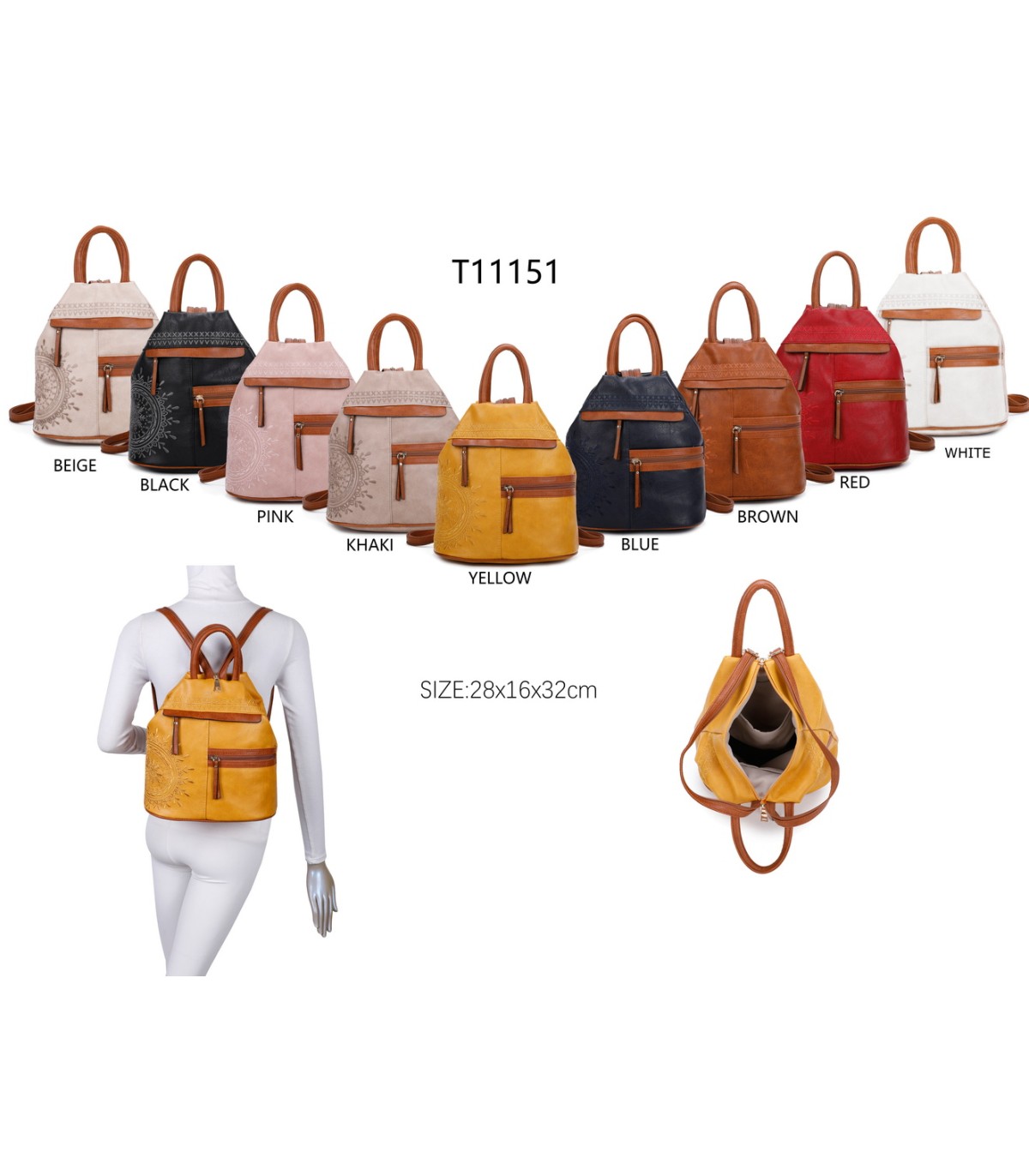 T11151 - Mochila con bolsillos frontales y cierre de cremallera