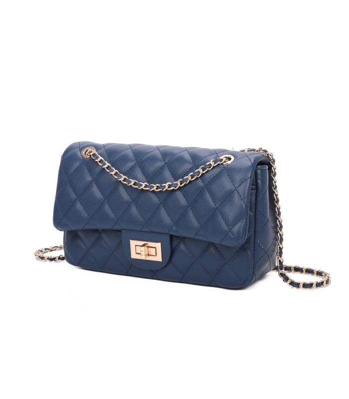 T11505 - Bolso rectangular con bandolera y asa de cadena cierre de pestillo