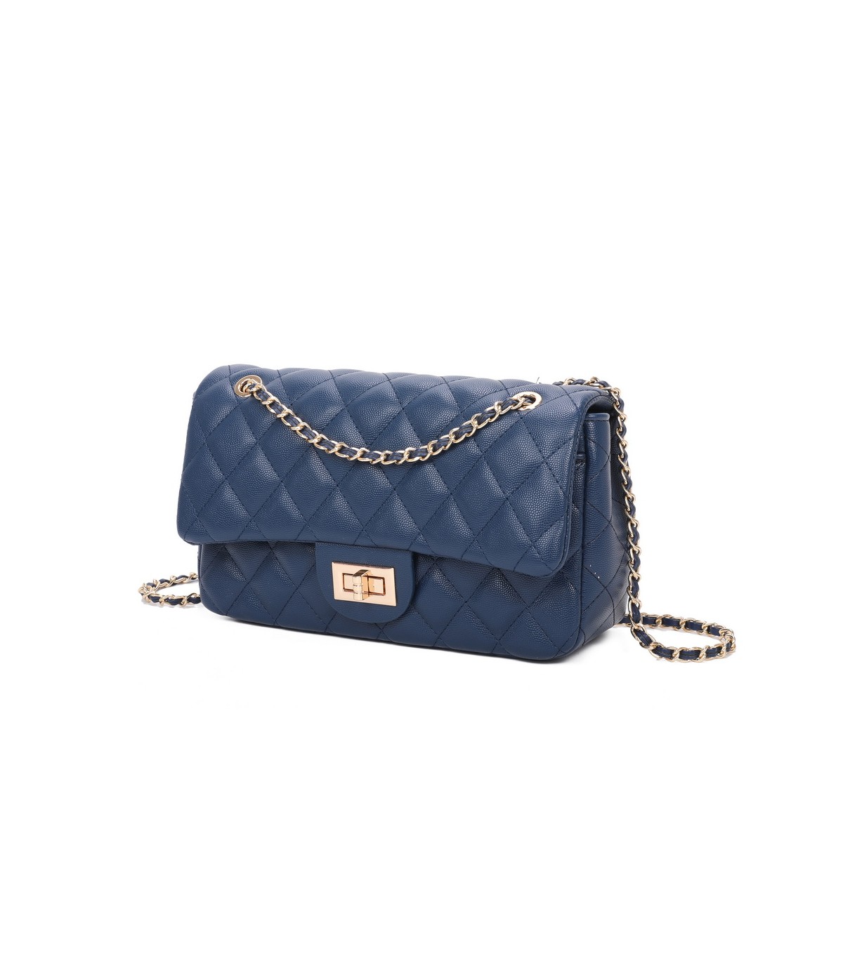 T11505 - Bolso rectangular con bandolera y asa de cadena cierre de pestillo