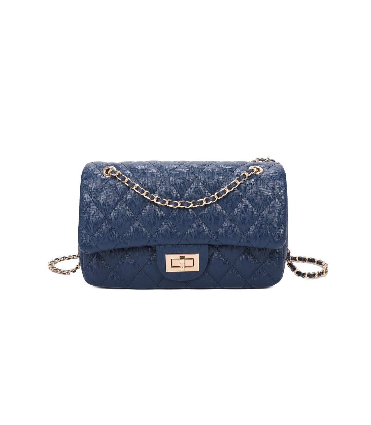 T11505 - Bolso rectangular con bandolera y asa de cadena cierre de pestillo