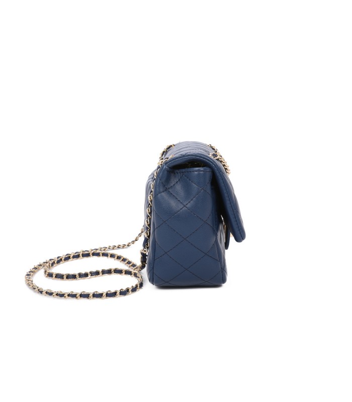 T11505 - Bolso rectangular con bandolera y asa de cadena cierre de pestillo