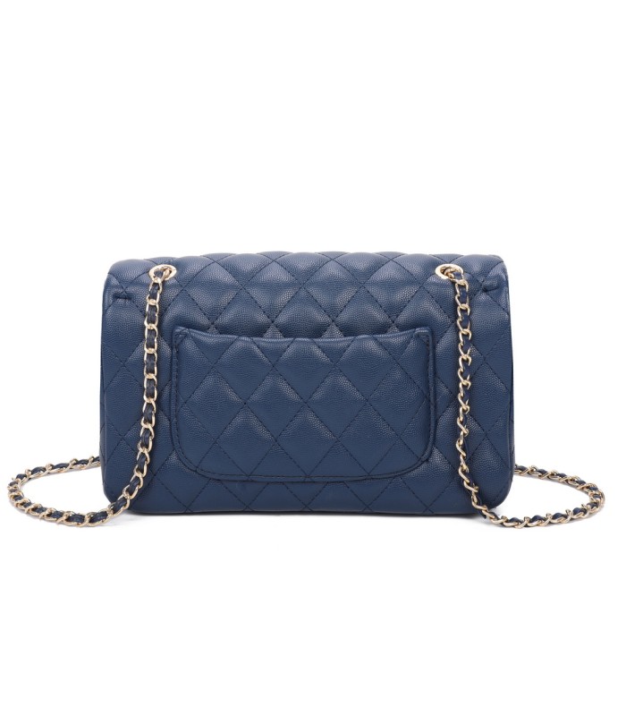 T11505 - Bolso rectangular con bandolera y asa de cadena cierre de pestillo