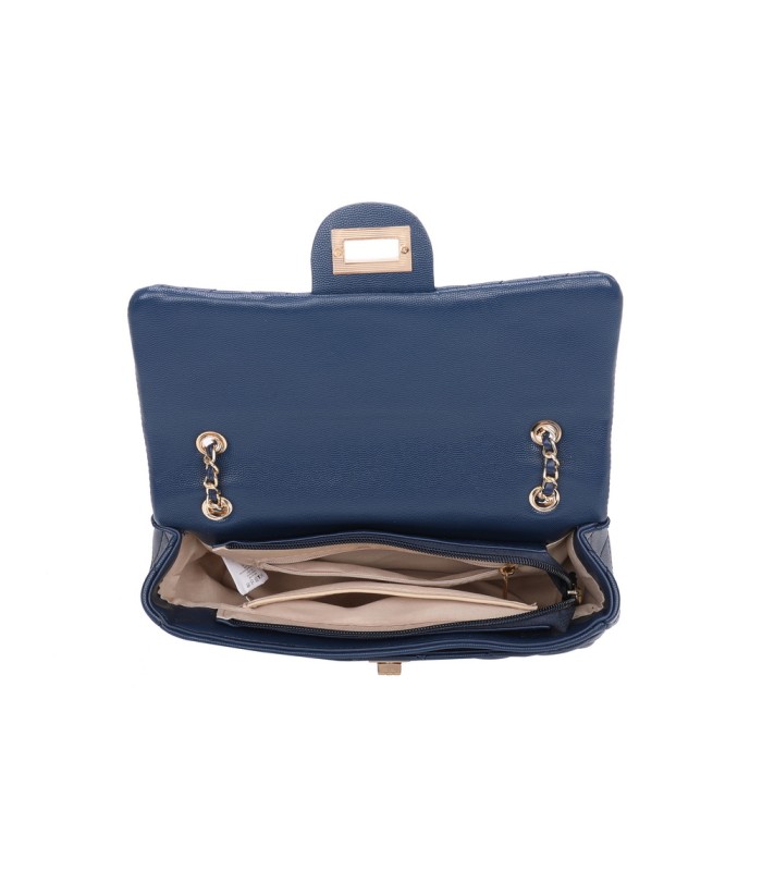 T11505 - Bolso rectangular con bandolera y asa de cadena cierre de pestillo