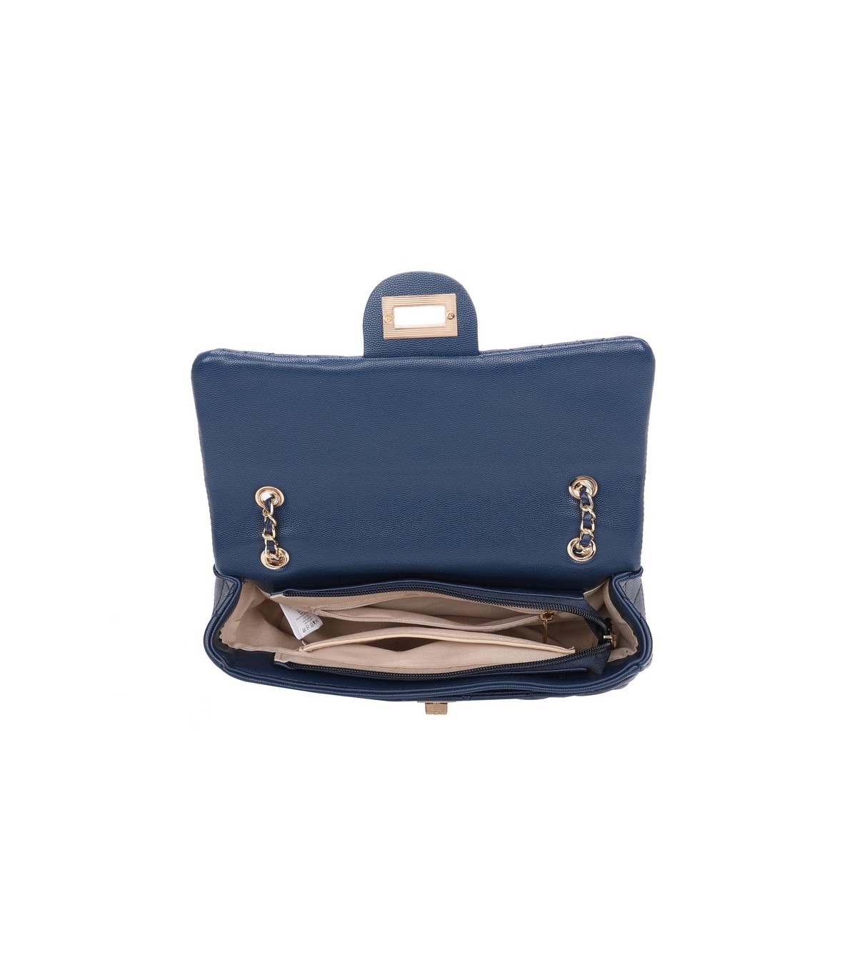 T11505 - Bolso rectangular con bandolera y asa de cadena cierre de pestillo