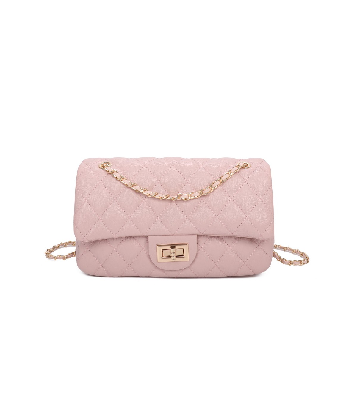 T11505 - Bolso rectangular con bandolera y asa de cadena cierre de pestillo