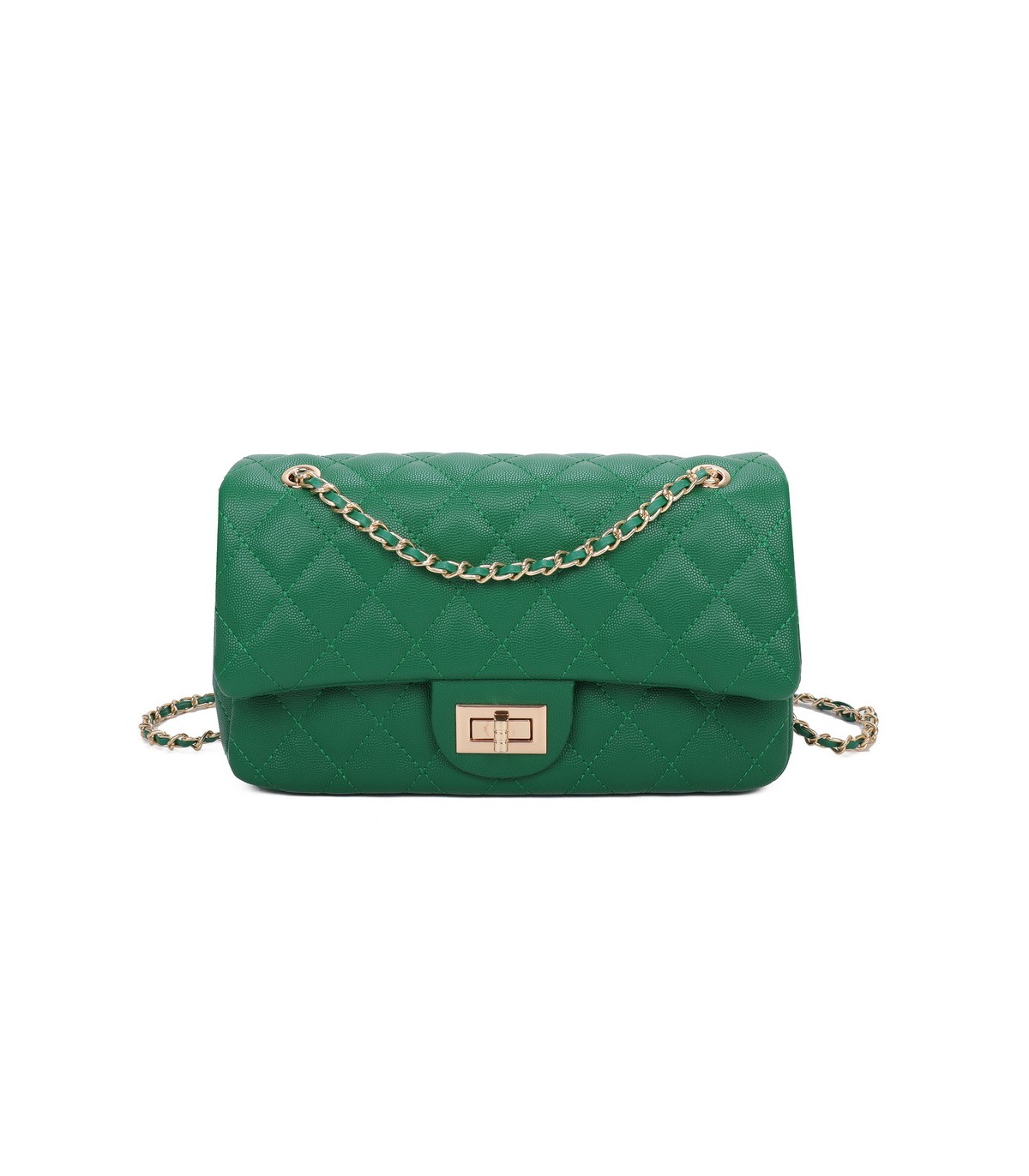 T11505 - Bolso rectangular con bandolera y asa de cadena cierre de pestillo