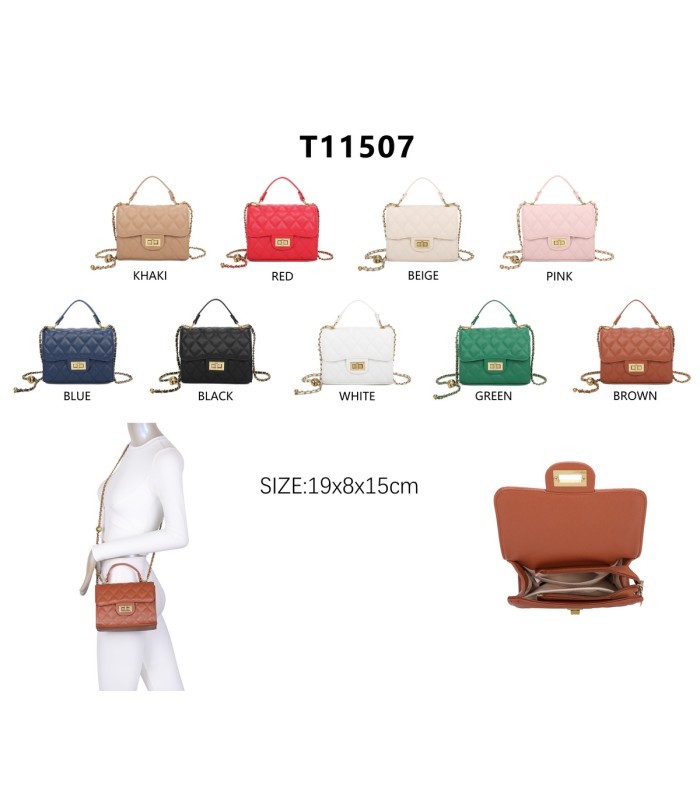 T11507 - Bolso con cierre de pestillo bandolera y asa de mano