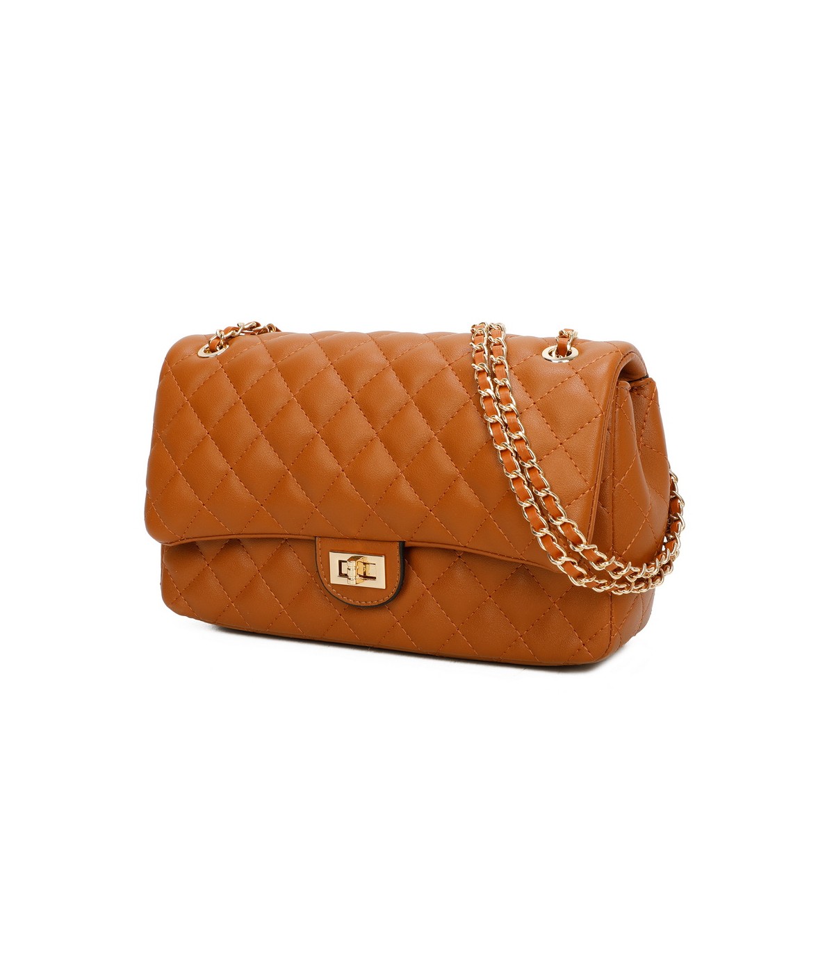 T11485 - Bolso bandolera y de hombro estilo baguette con cierre de pestillo y cadena dorada