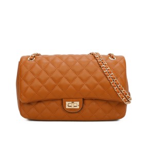 T11485 - Bolso bandolera y de hombro estilo baguette con cierre de pestillo y cadena dorada