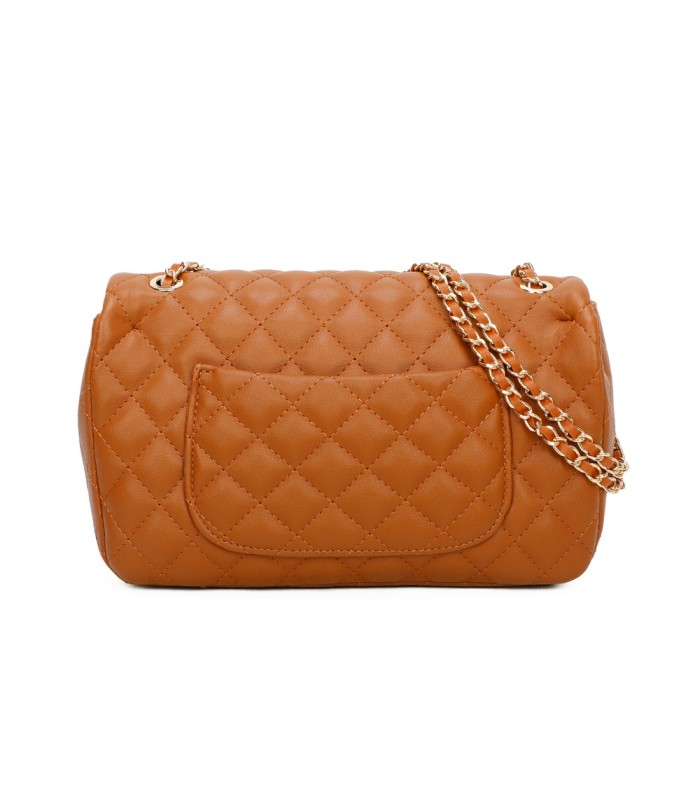 T11485 - Bolso bandolera y de hombro estilo baguette con cierre de pestillo y cadena dorada
