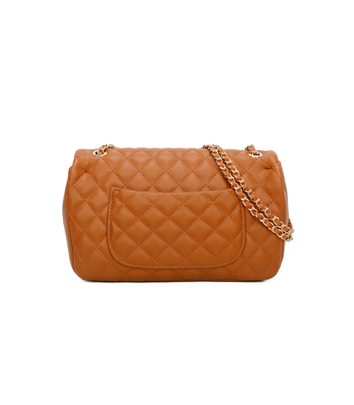 T11485 - Bolso bandolera y de hombro estilo baguette con cierre de pestillo y cadena dorada