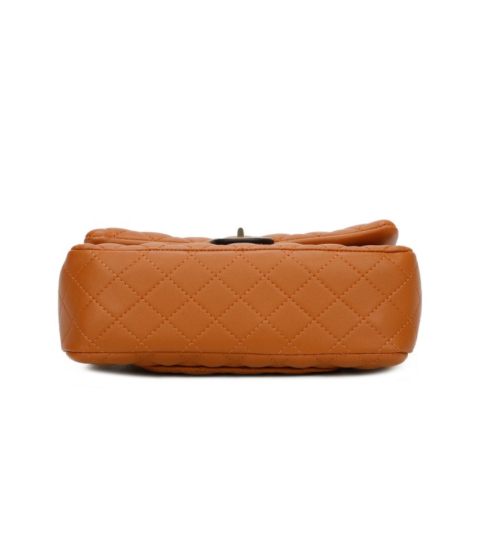 T11485 - Bolso bandolera y de hombro estilo baguette con cierre de pestillo y cadena dorada