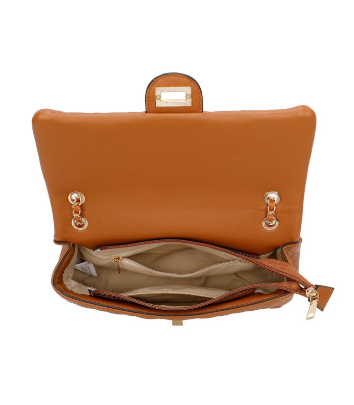 T11485 - Bolso bandolera y de hombro estilo baguette con cierre de pestillo y cadena dorada