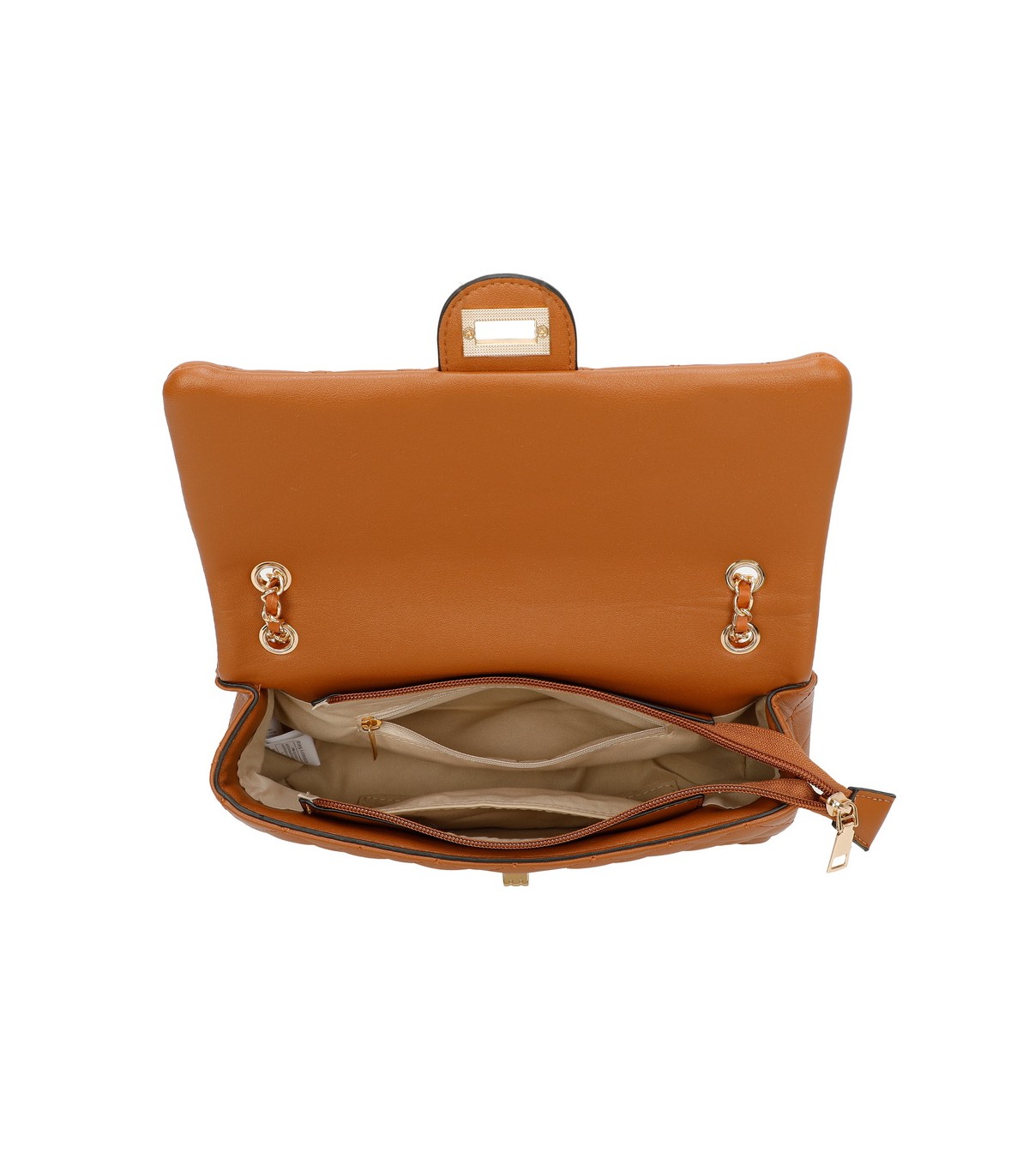 T11485 - Bolso bandolera y de hombro estilo baguette con cierre de pestillo y cadena dorada