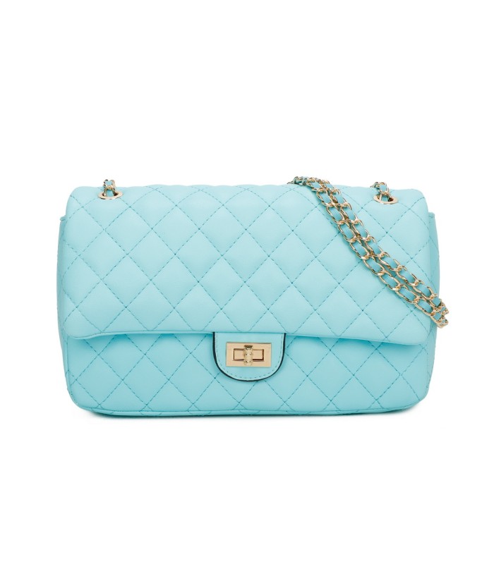 T11485 - Bolso bandolera y de hombro estilo baguette con cierre de pestillo y cadena dorada