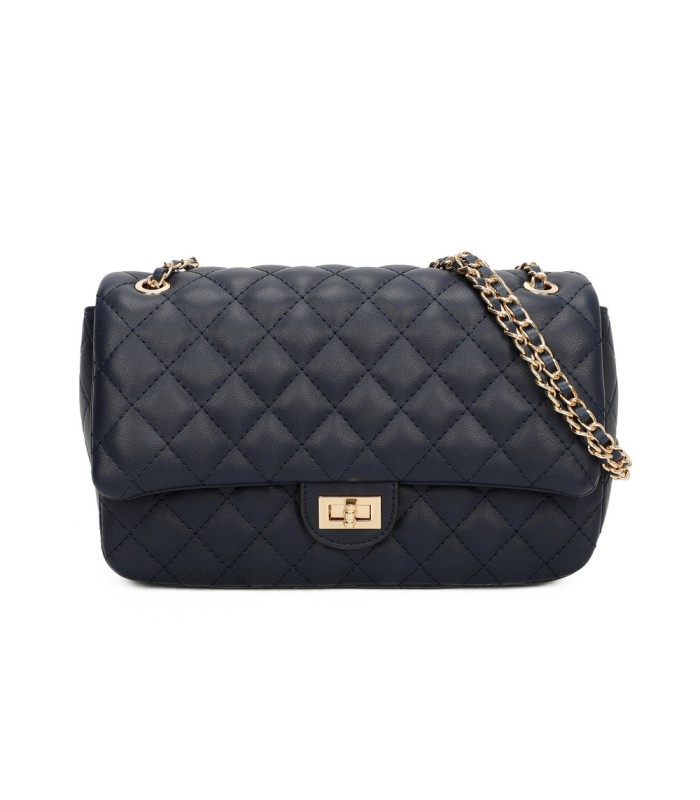 T11485 - Bolso bandolera y de hombro estilo baguette con cierre de pestillo y cadena dorada