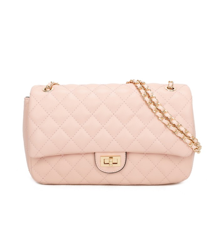 T11485 - Bolso bandolera y de hombro estilo baguette con cierre de pestillo y cadena dorada