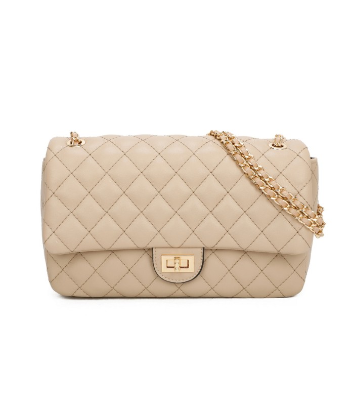 T11485 - Bolso bandolera y de hombro estilo baguette con cierre de pestillo y cadena dorada