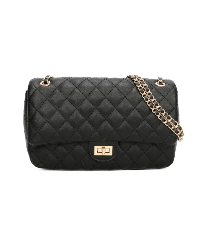 T11485 - Bolso bandolera y de hombro estilo baguette con cierre de pestillo y cadena dorada