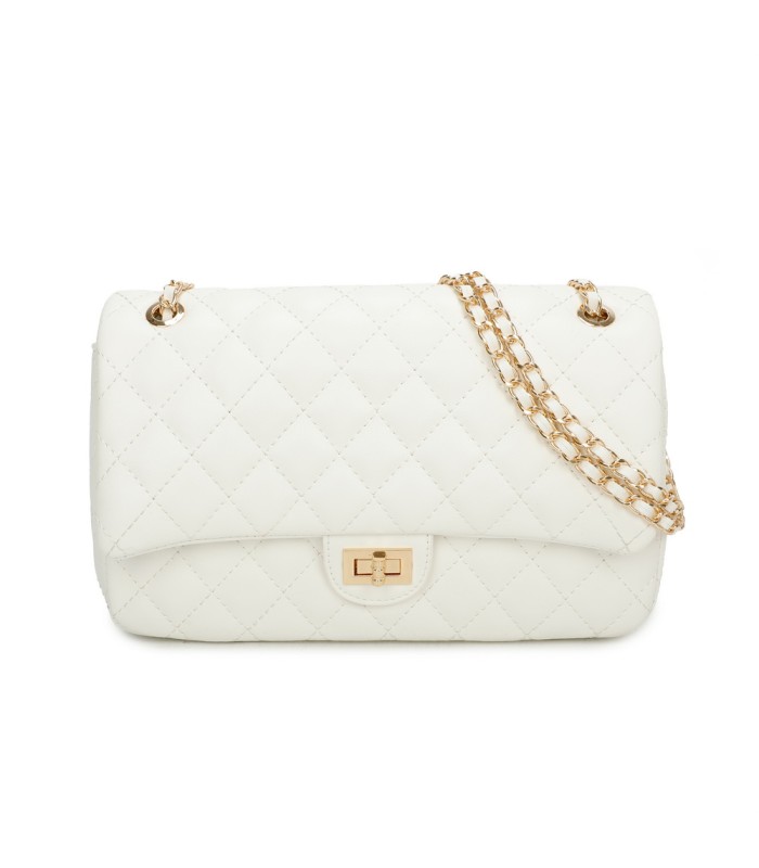 T11485 - Bolso bandolera y de hombro estilo baguette con cierre de pestillo y cadena dorada