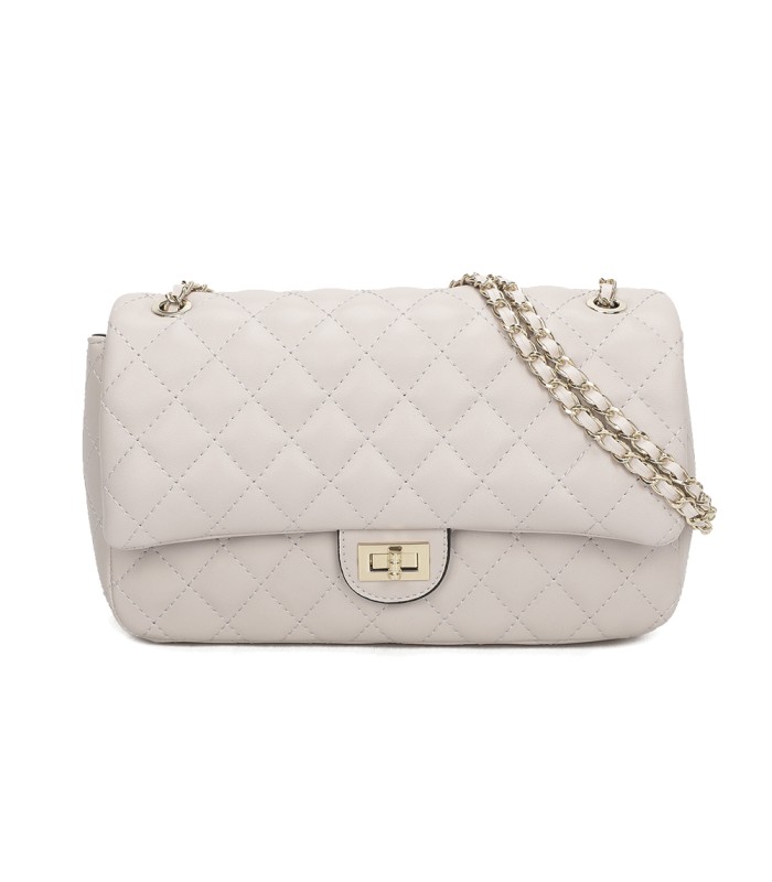 T11485 - Bolso bandolera y de hombro estilo baguette con cierre de pestillo y cadena dorada