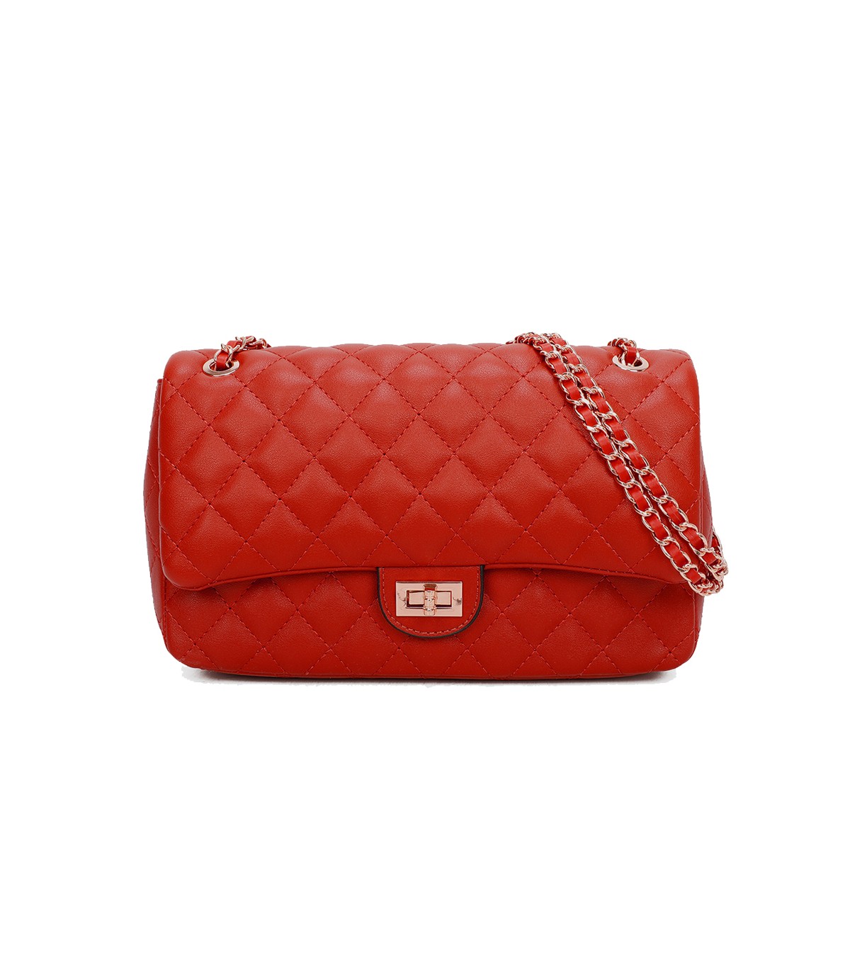 T11485 - Bolso bandolera y de hombro estilo baguette con cierre de pestillo y cadena dorada