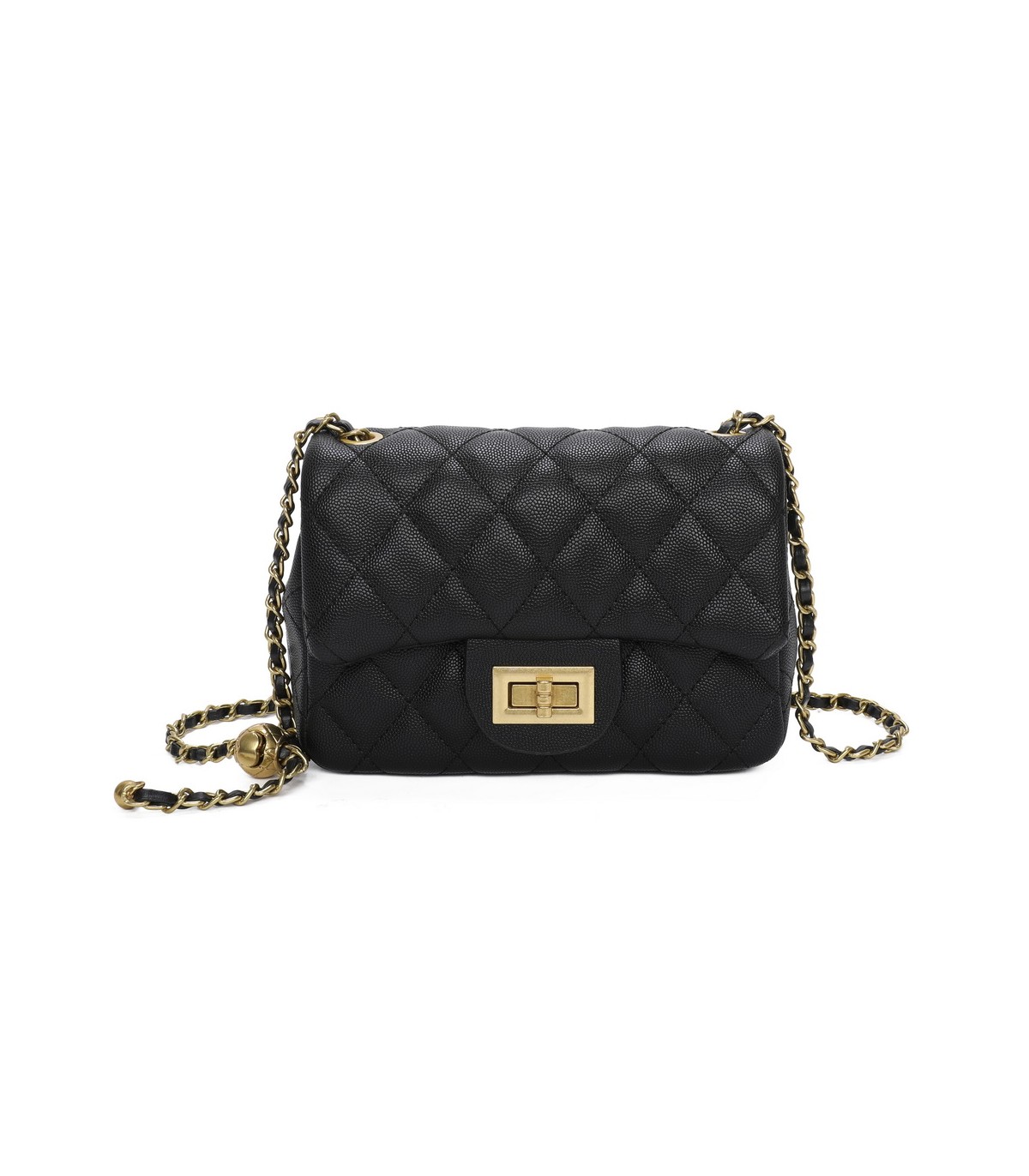 T11504 - Bolso bandolera con cadena dorada y cierre de pestillo