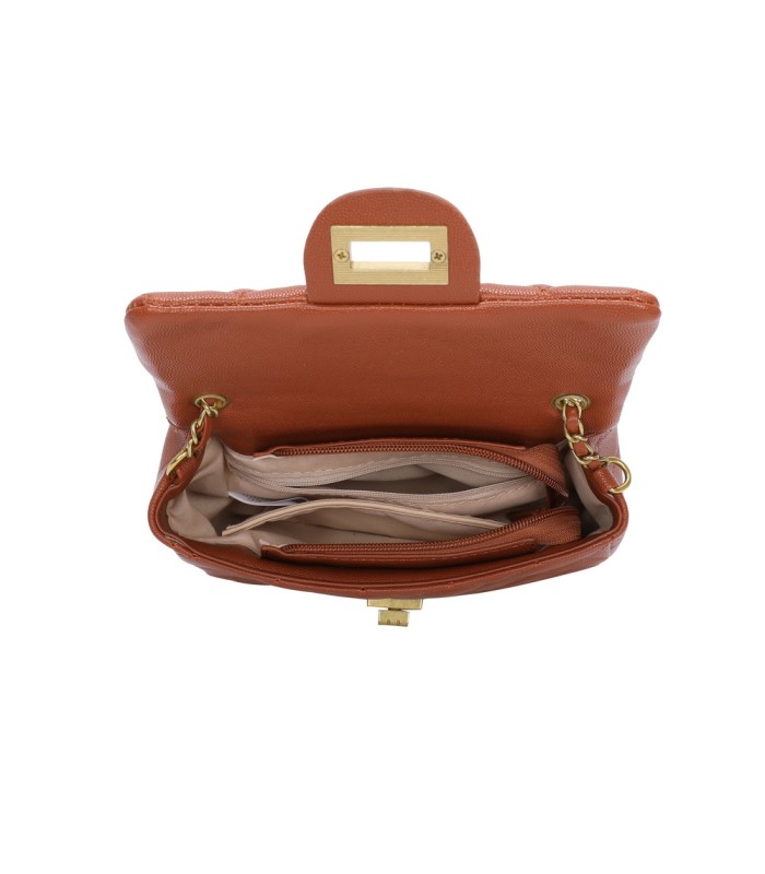 T11504 - Bolso bandolera con cadena dorada y cierre de pestillo