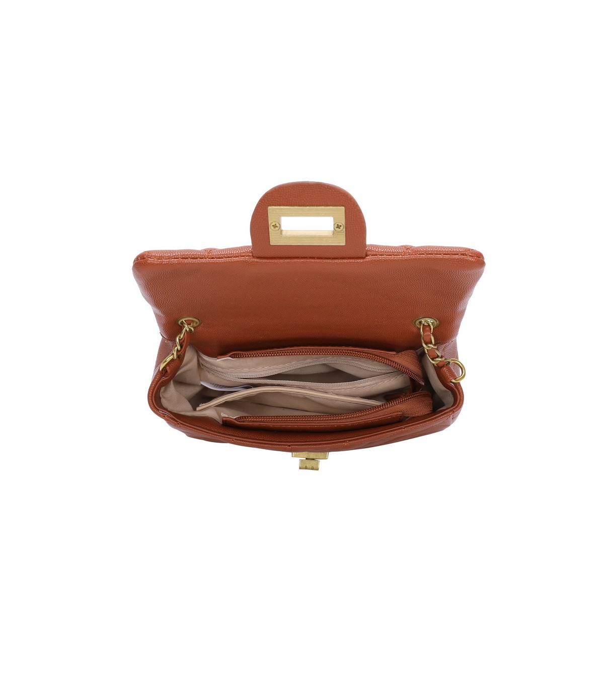 T11504 - Bolso bandolera con cadena dorada y cierre de pestillo