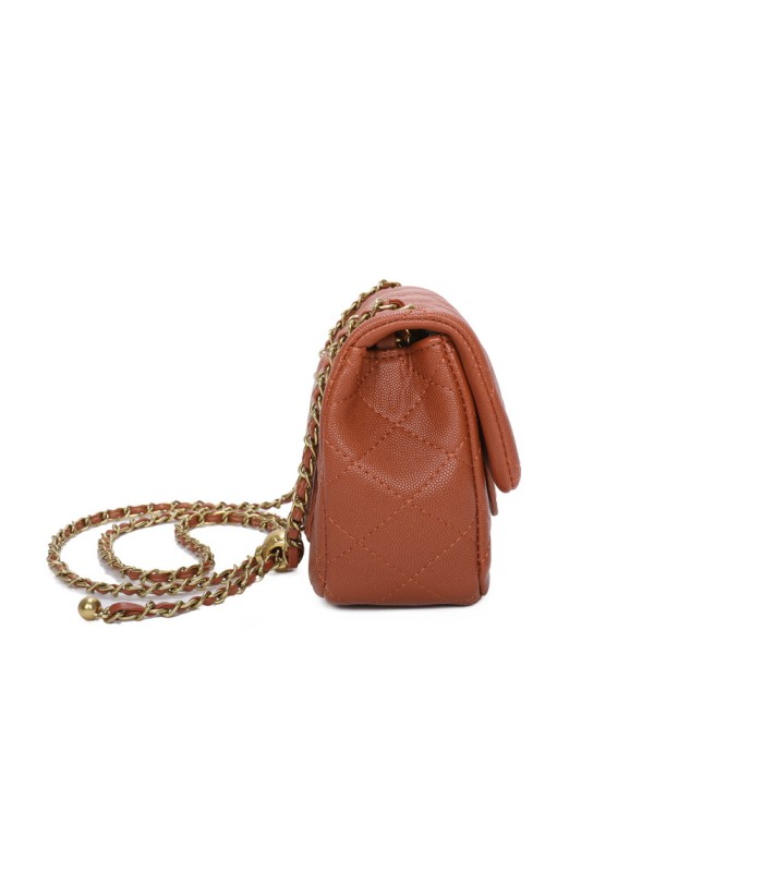 T11504 - Bolso bandolera con cadena dorada y cierre de pestillo