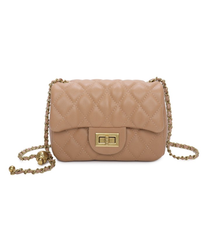 T11504 - Bolso bandolera con cadena dorada y cierre de pestillo