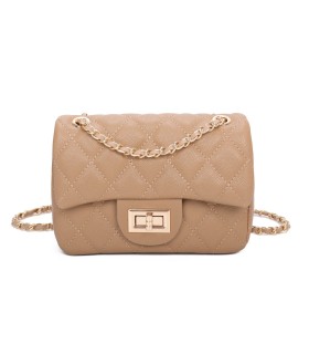 T11506 - Bolso bandolera con cadena dorada y cierre de pestillo