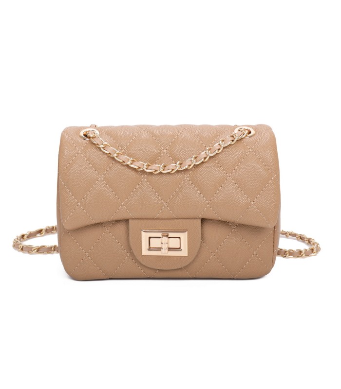 T11506 - Bolso bandolera con cadena dorada y cierre de pestillo