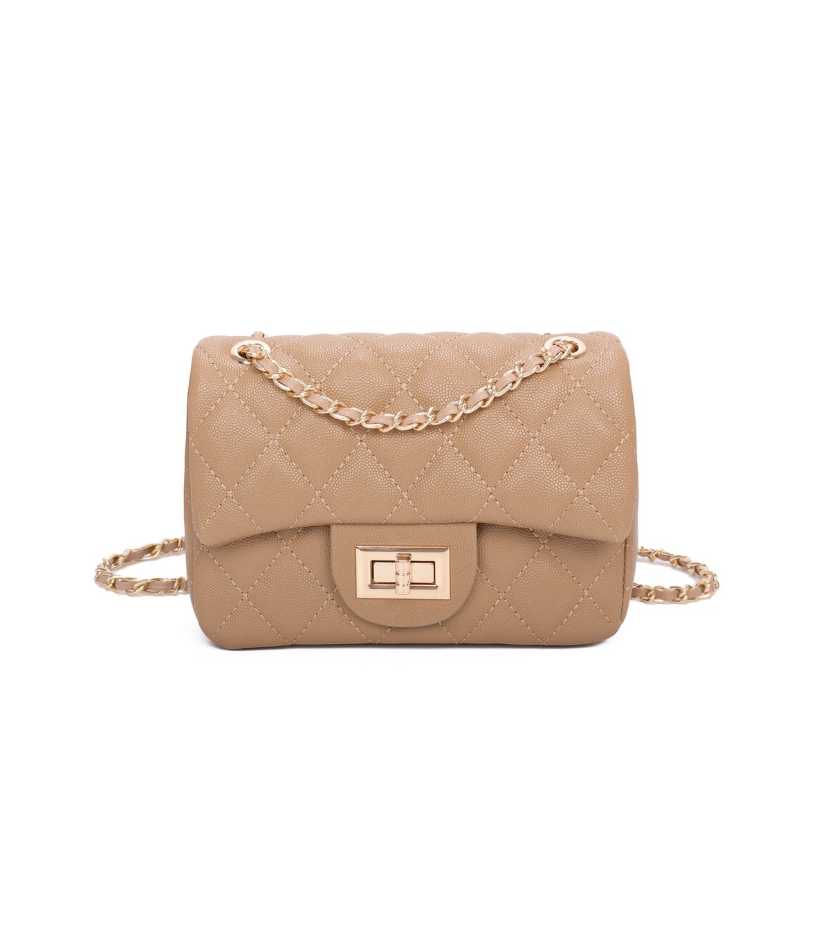 T11506 - Bolso bandolera con cadena dorada y cierre de pestillo