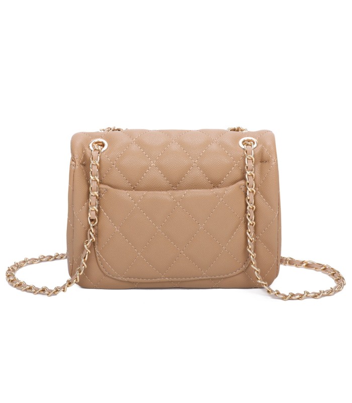 T11506 - Bolso bandolera con cadena dorada y cierre de pestillo