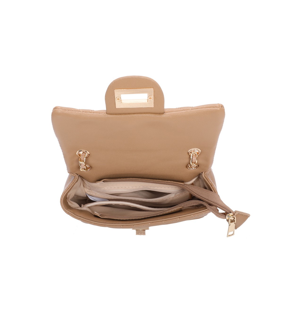 T11506 - Bolso bandolera con cadena dorada y cierre de pestillo