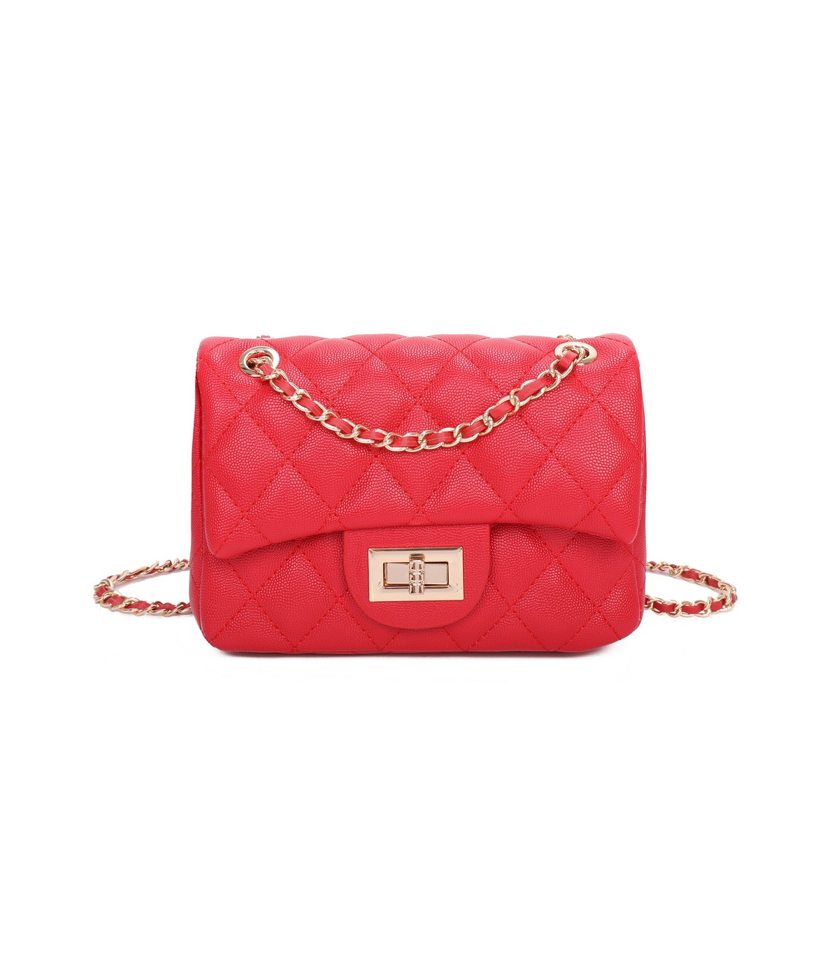 T11506 - Bolso bandolera con cadena dorada y cierre de pestillo