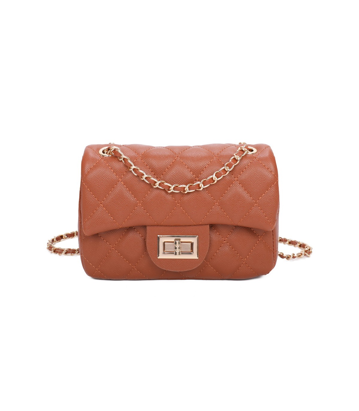 T11506 - Bolso bandolera con cadena dorada y cierre de pestillo